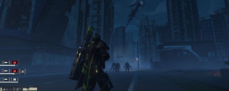 《绝地潜兵2》游戏画面，玩家角色在西线N10地图的撤离点附近游走，背景可见SEAF加农炮与机器人哨站，环境为荒漠地形，战斗特效闪烁