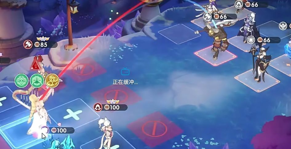 维纳斯在战斗场景中居于后排，周围队友血量健康，前方敌人被魅惑停滞，整体战局处于优势