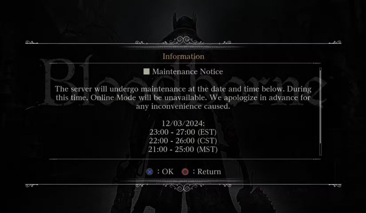 《血源诅咒》游戏场景截图，昏暗的哥特式街道上弥漫着浓雾，角色手持猎枪与巨大怪物对峙