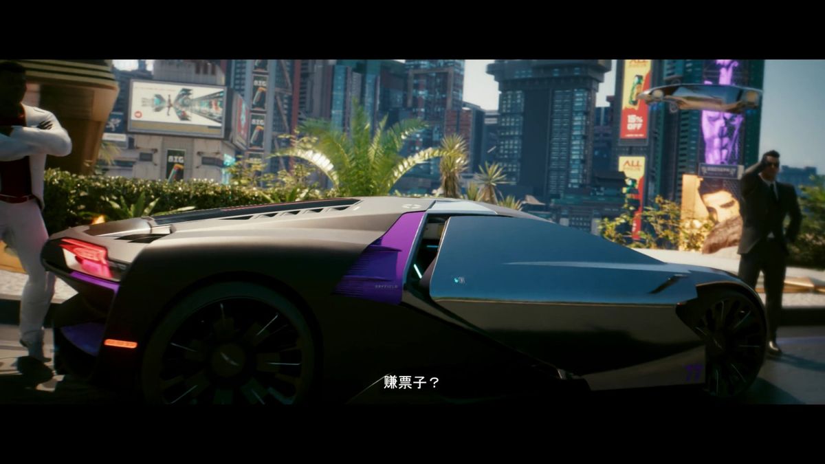 狗镇街头场景，破旧车辆与涂鸦墙构成典型的赛博朋克底层街区