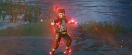 技能特效展示凤凰火线释放瞬间，一道金色火焰呈直线喷射而出，地面被灼烧出裂痕，敌人被击退