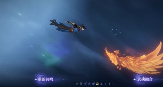 第四技能大招释放特效，巨大火凤凰从天而降，引发爆炸火海，多名敌人被击飞并陷入眩晕状态