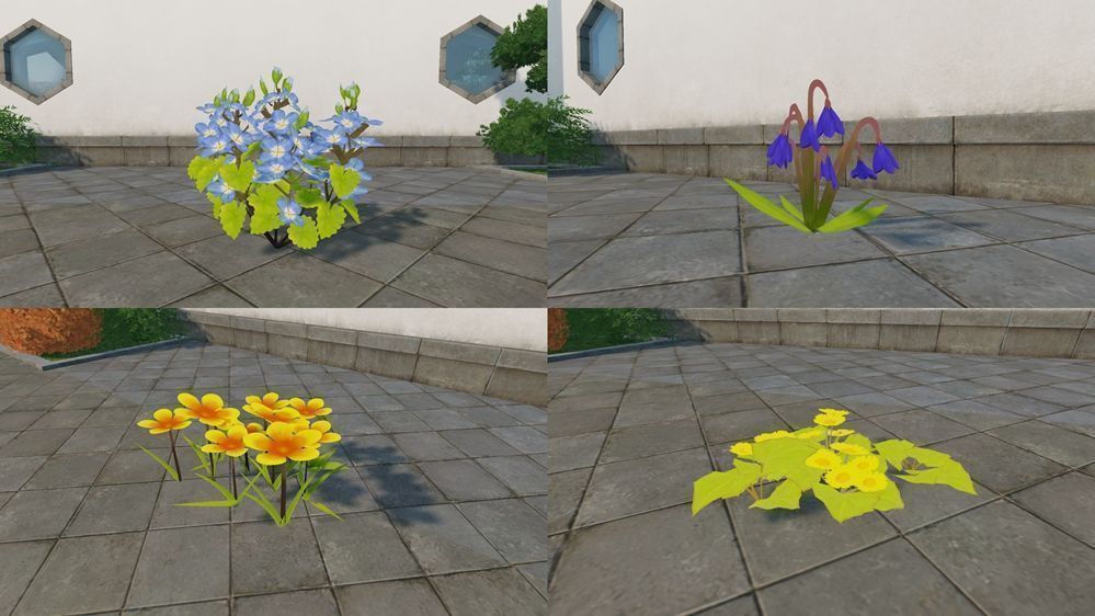 多种新花卉整齐摆放，色彩缤纷，展现家园花园区域