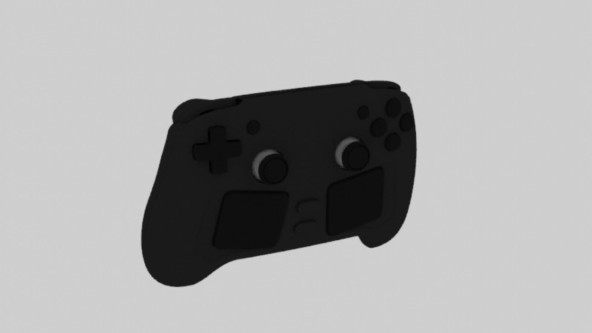 Steam Controller 2代号Ibex的高清渲染图，展示其双触摸板与双摇杆布局，整体造型符合人体工学设计
