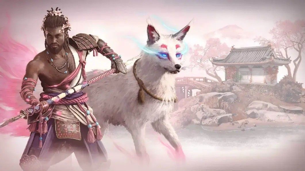 弥助身穿芭比粉色武士套装，手持长刀，整体配色极具视觉冲击力