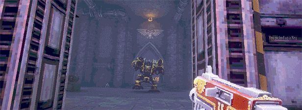 战斗场景中，敌人被击中后爆炸，屏幕上方滚动显示刚输入的正确单词，背景为熔岩流淌的工业星球地貌