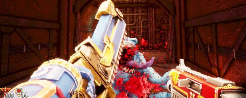 《战锤40K：爆矢枪 复仇之言》游戏主界面展示，背景为星际战士持爆矢枪站立于战火纷飞的战场，界面右下角显示‘Ready to Fire’提示