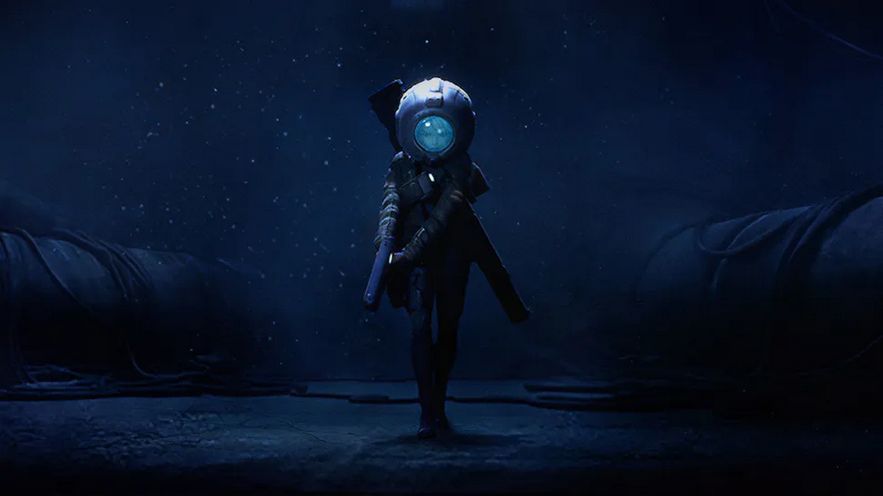 Section 9 Interactive工作室官方宣传图，展现科幻风格概念艺术，充满未来感的暗色调场景与神秘角色轮廓