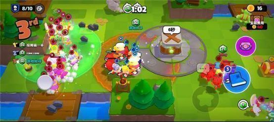 5V5团队对战概念图，两支队伍在复杂地形中激烈交火