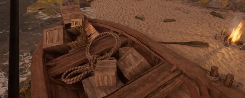 《污痕圣杯：阿瓦隆的陨落》游戏画面，主角站在海岸边眺望远处沉船，海浪翻涌，氛围阴郁神秘