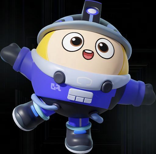 漫游深海套装展示，蛋仔身穿高科技潜水服，头盔发光，周围有鱼群环绕