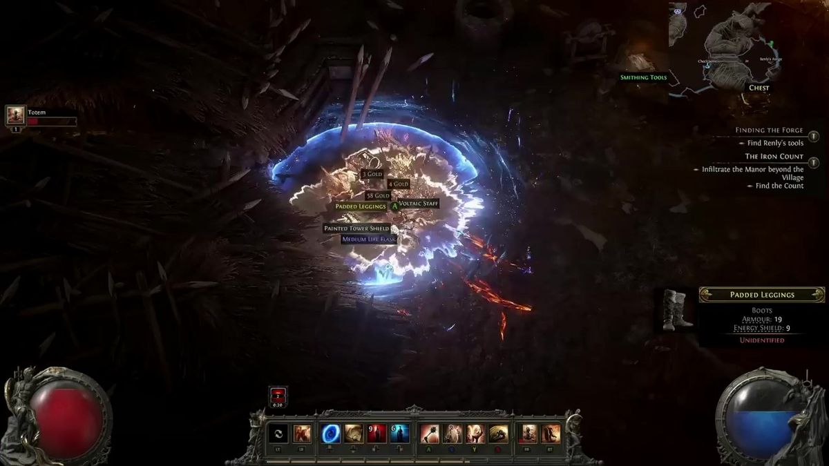 Boss战场景，巨型恶魔从岩浆中升起，周围小怪蜂拥而至