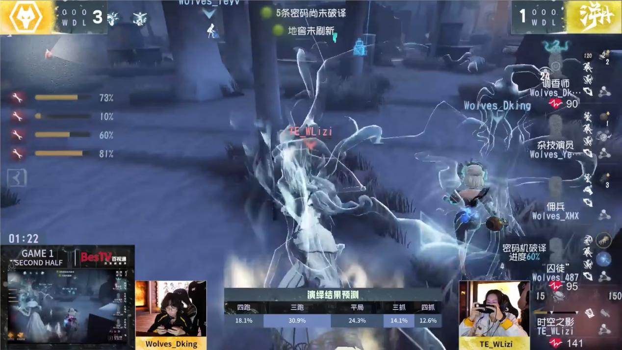 Wolves_Dking操控调香师在板区灵活走位，飞轮预判闪现与异族本相交汇瞬间