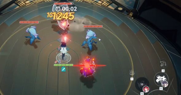 卡西米拉释放辅助技能，为队友提供护盾与攻击力加成