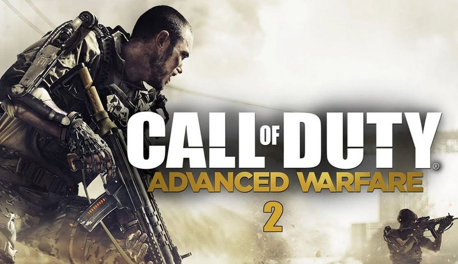 《使命召唤：高级战争》游戏画面，士兵穿戴动力装甲在城市废墟中激烈交火