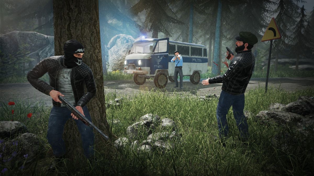 游戏内物品检查界面特写，桌上摆放着走私香烟、现金和证件，细节刻画精细