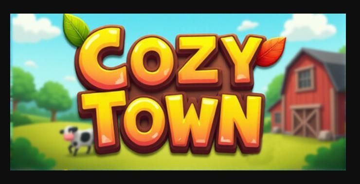 《温馨小镇》游戏主界面展示，画面清新柔和，展现田园风光与卡通风格小镇建筑