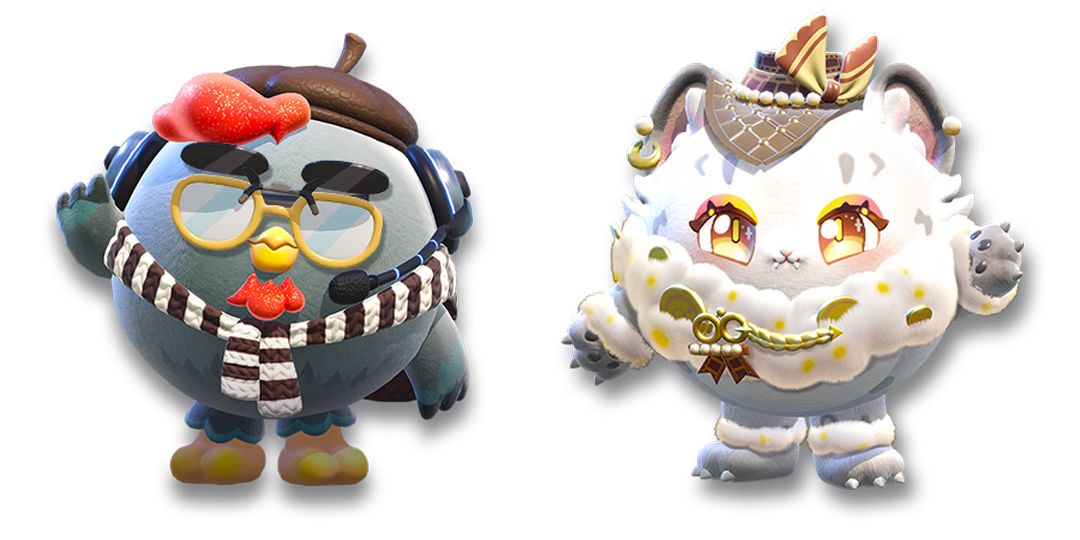 两位拟人化角色‘克里鸡托弗’与‘贝蒂豹维斯’站在电影节舞台中央，背景是闪耀的灯光和电影胶片元素