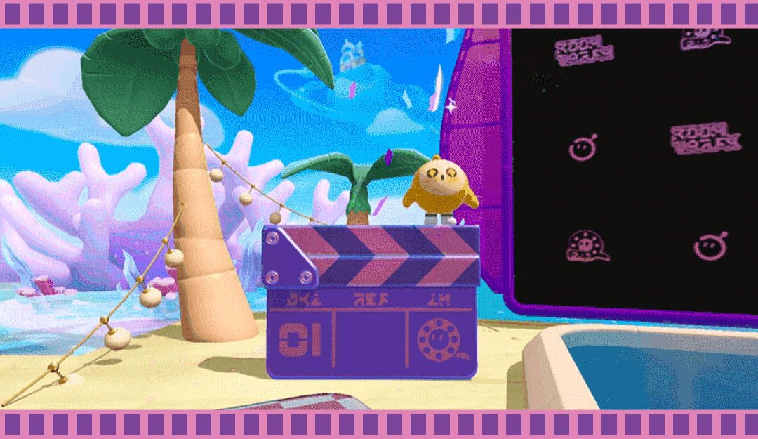 黑色场记板被高高抛起，彩色飘带在空中飞舞，象征电影正式开拍的激动瞬间