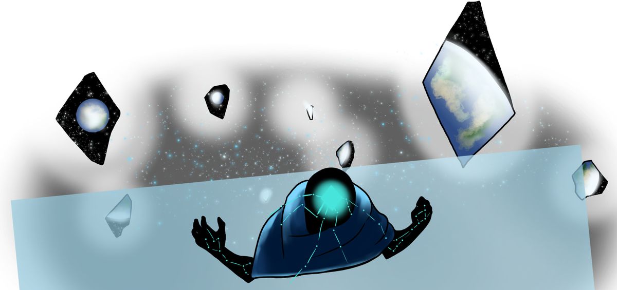 角色在迷宫中探索，地面刻有古老符文