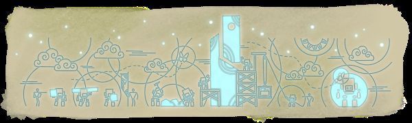 魔像站在一座倒塌的神庙前，手中释放出绿色光芒激活符文，周围枯萎的植物开始复苏