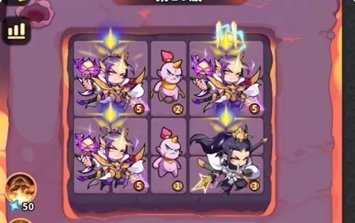 424阵型示意图，不同颜色标注英雄站位与格子占用情况