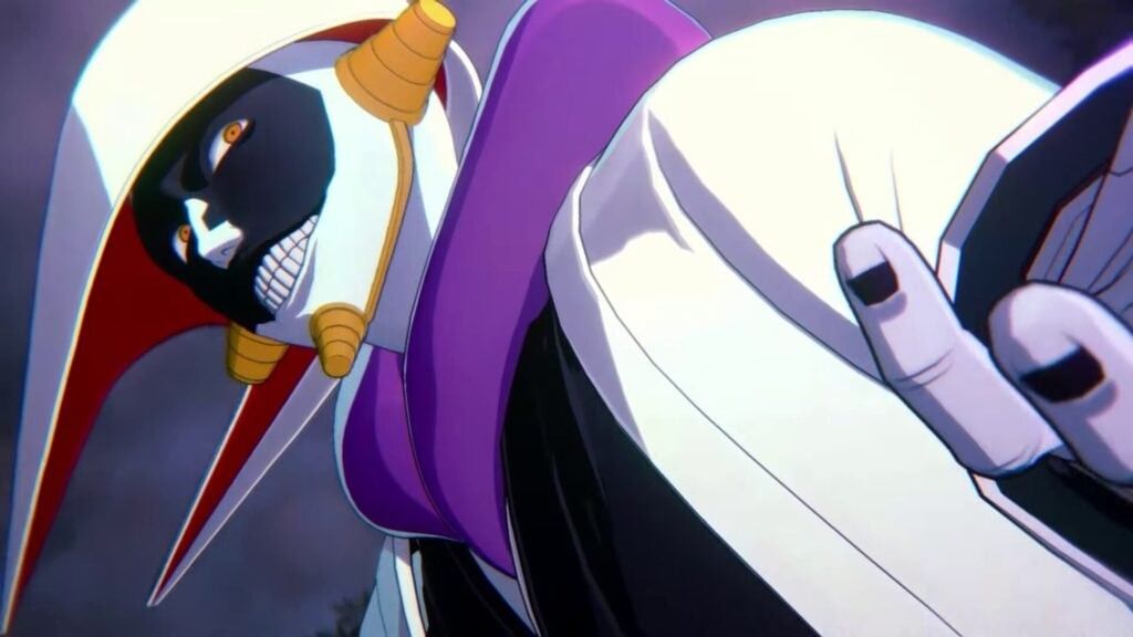 《死神：魂魄觉醒》中涅茧利角色立绘展示，身穿死神队长长袍，头戴独特护目装置，眼神冷峻充满科技感