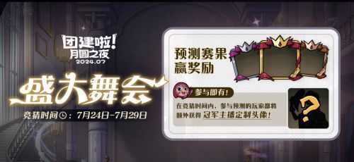 游戏内竞猜活动界面截图，展示主播名单与竞猜按钮，下方标注奖励头像与头像框样式