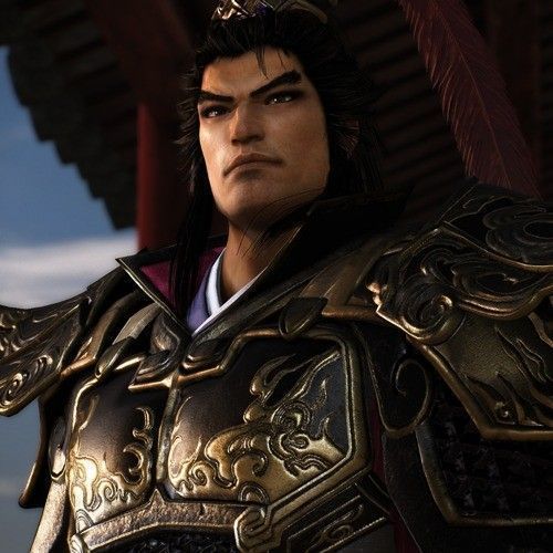 《真三国无双：起源》中吕布持方天画戟怒目而视，周身环绕红色战气，背景为战火纷飞的战场