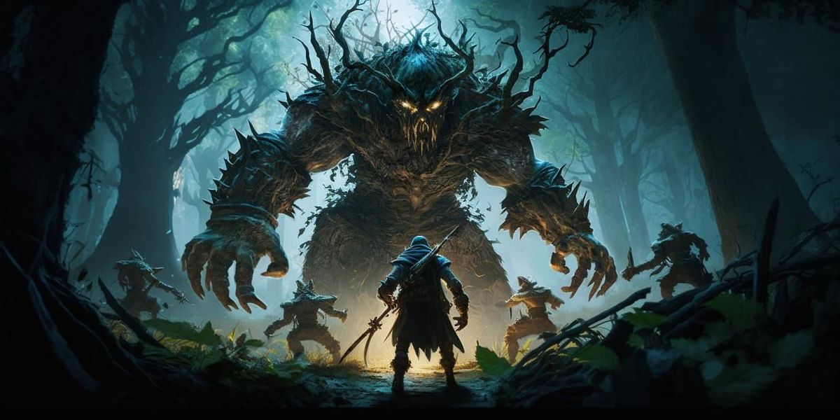 《黑光生存进化》游戏主视觉图，展现宏伟城堡与神秘森林交织的魔幻世界场景