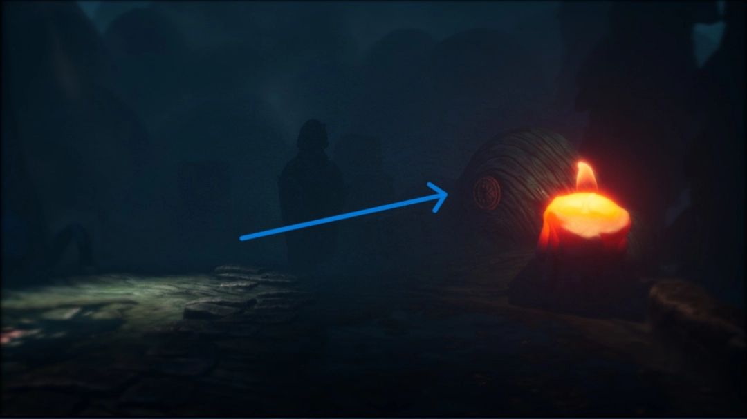 唱片机旁放着一张外文唱片，标题模糊但充满神秘感