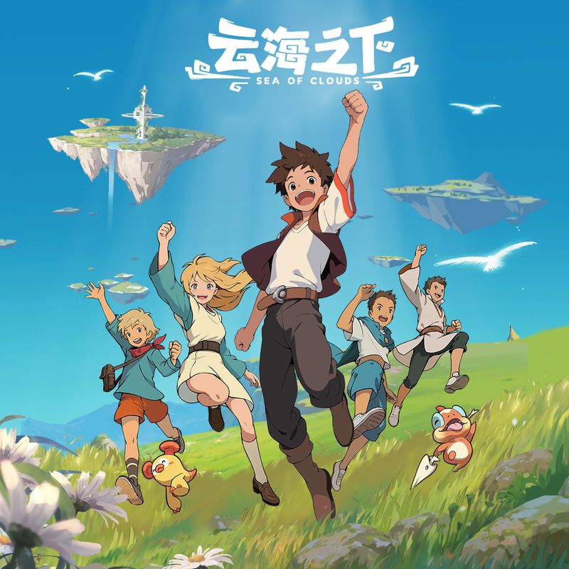 玩家四人小队在森林中结伴前行，角色与幻兽并肩而行，画面温馨轻松