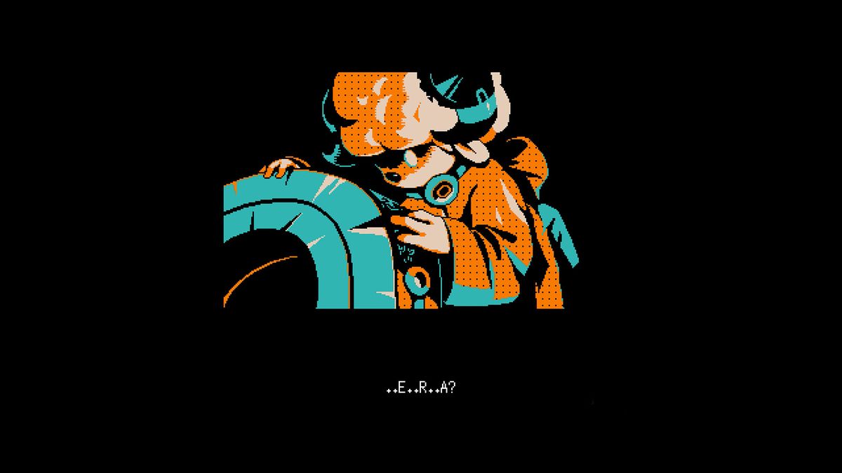 游戏结局预告图，小羊站在数据洪流中央，周围浮现破碎的记忆影像