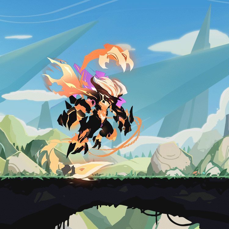 领域展开过程动画，地面裂开，火焰柱依次升起围成结界