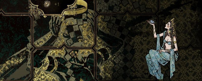 《苏丹的游戏》中铜妃安苏亚在宫廷中端庄而立的形象，身穿铜色华服，神情沉静，背景为富丽堂皇的宫殿内景