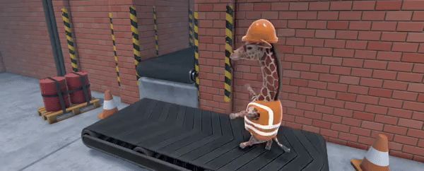 玩家自定义界面截图，展示叉车喷漆、轮毂和长颈鹿服饰搭配选项