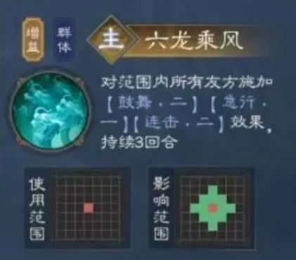 皇天之剑技能动画，曹操挥剑斩下金色剑气，目标身上浮现复制状态图标