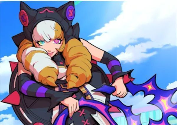 格温斗魂觉醒皮肤展示，手持剪刀利刃，周身环绕暗红色能量