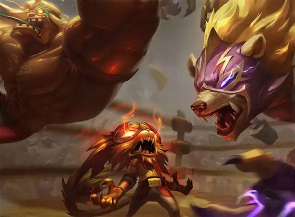 摔跤手系列角色同框展示，背景为摔跤擂台，灯光聚焦