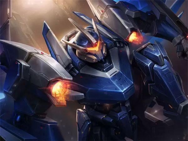 加里奥霸天战鹰皮肤展示，全身覆盖重型机甲，双翼展开准备空袭