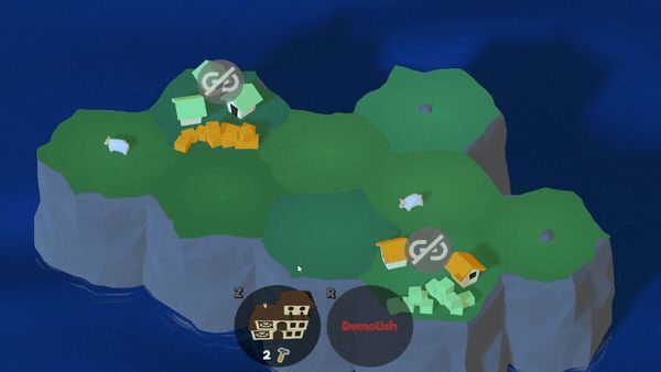 玩家正在地图上放置邮局建筑，海鹦从中心站点出发，沿着设定路线飞往各个村落