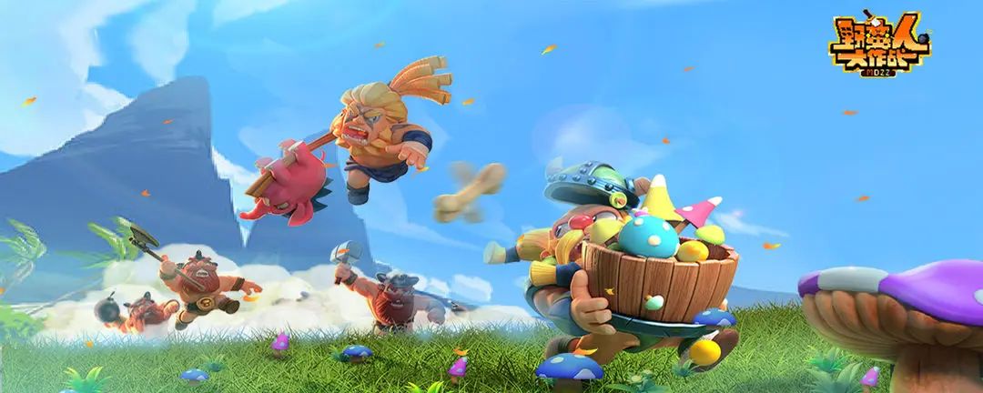 《野蛮人大作战》经典3v3v3多人对战场景，角色在像素风格地图中激烈交战