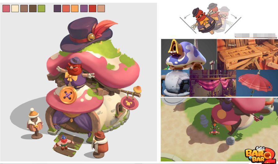 主城场景全景图，包含图腾柱、篝火、木屋等元素，整体氛围热闹欢快