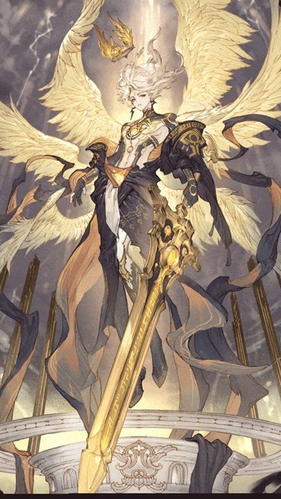 神王诺亚挥剑斩向黑暗，天空裂开金色光痕，背景中混沌能量被净化