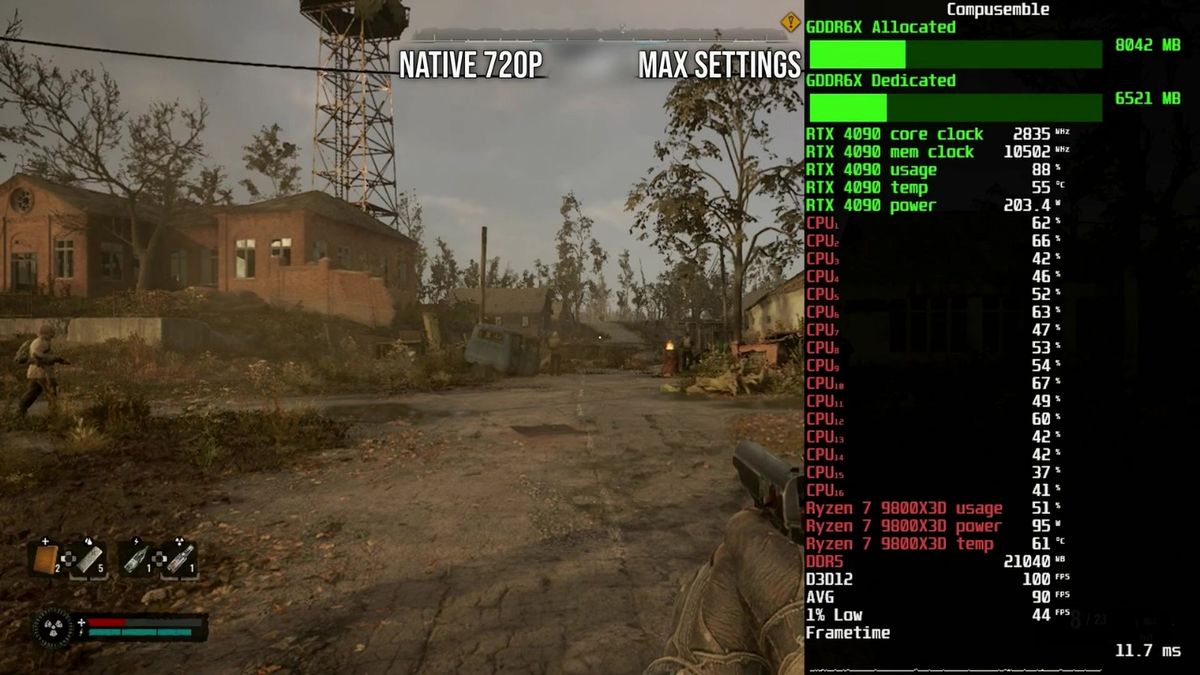 夜晚森林场景，月光透过浓雾洒落，远处隐约可见变异生物轮廓