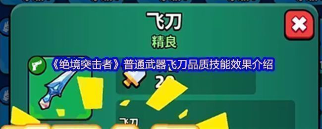 《绝境突击者》中飞刀武器的图标展示，银色刀刃锋利闪亮，背景带有冷冽金属光泽