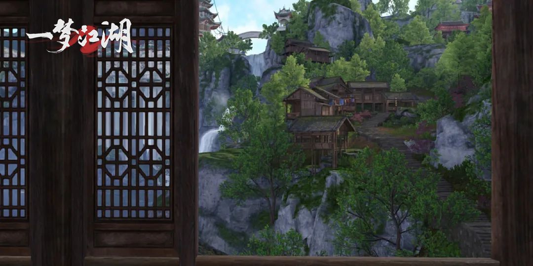 正色居依山而建，白墙黑瓦，弟子在庭院中练习仪式动作