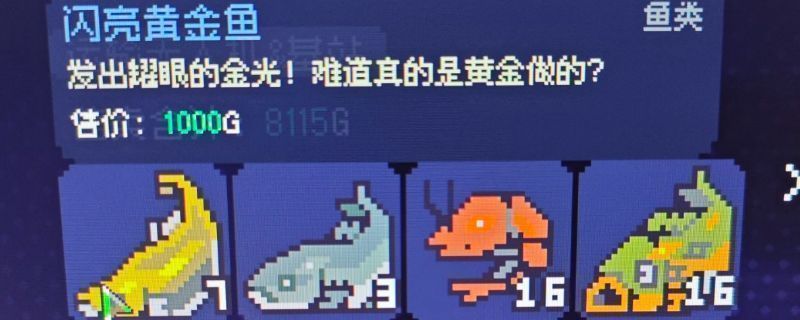 《多洛可小镇》中一条金光闪闪的黄金鱼漂浮在水桶中，周围点缀着金币和矿石图标，突显其高价值属性