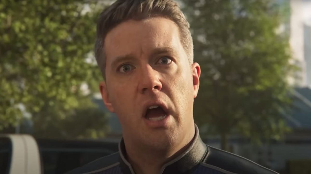 《绝地潜兵2》游戏界面截图，背景为太空战场，远处有爆炸特效与飞行单位交战