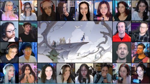 外国玩家集体观看《原神》PV的现场画面，神情专注且感动